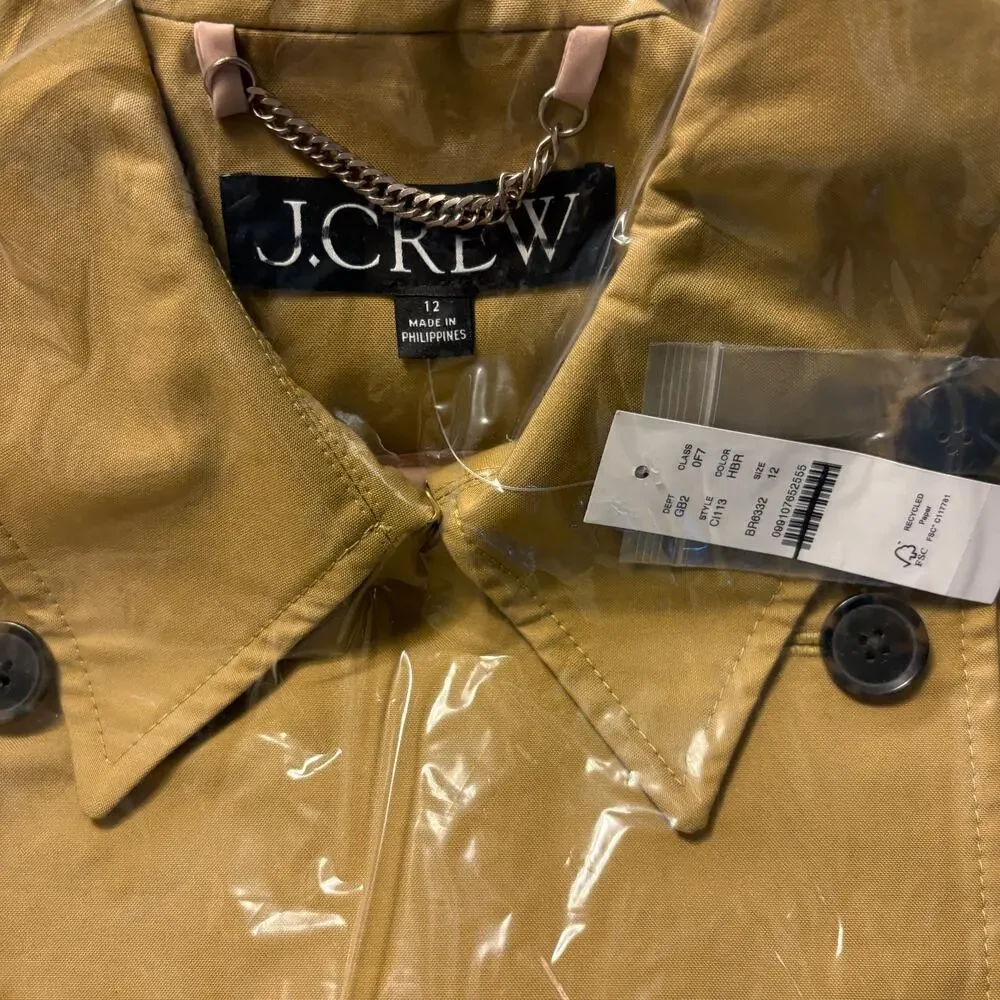 J Crew New Long Icon Trench Coat 12 NWT Midi Tan Honey CI113 J.Crew Belt Prep